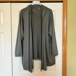 Catherines Grey Open Front Hooded Cardigan